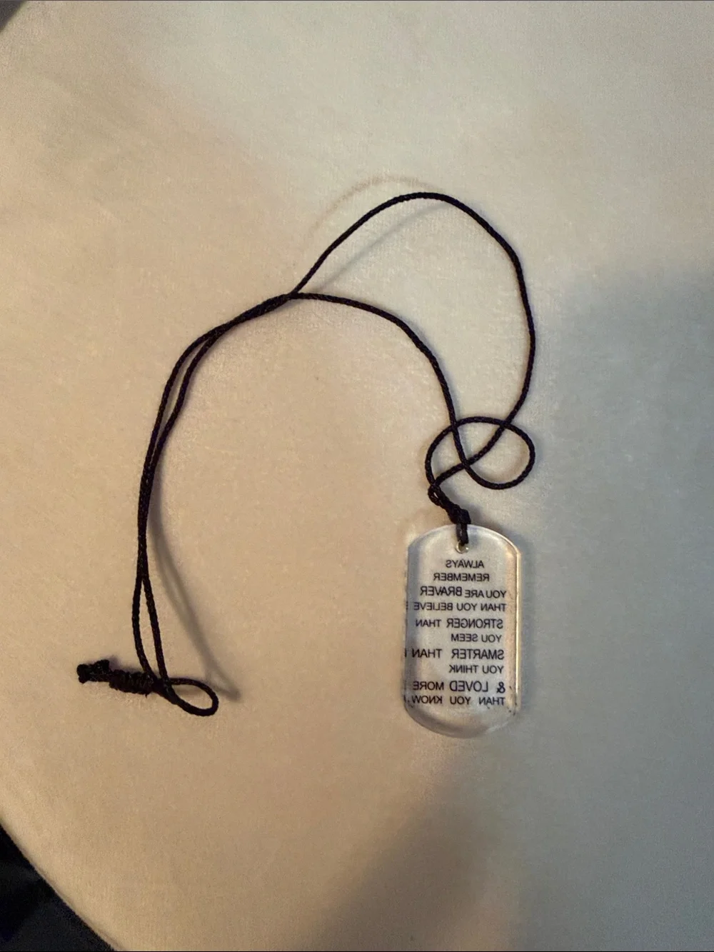 Amazon Clear Inspirational Acrylic Tag with Black Cord